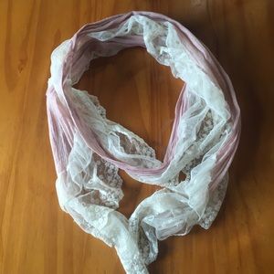 Dusty rose and ivory lace scarf